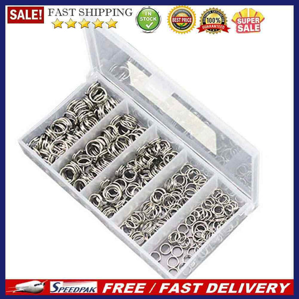 250pcs 5-Size High-carbon Steel Fishing Split Rings Double Loop Connectors