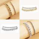 Fashion Adjustable Diamond Anklet Cuban Link Layered Accessory Chunky Chain