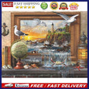55x40cm 5D DIY Full Round Drill Diamond Painting World in Painting Home Decor