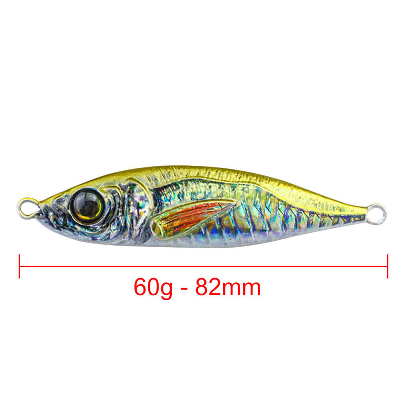 82mm 60g Metal Simulation Fishing Lures Jig Hooks Artificial Hard Bait (A) Newly