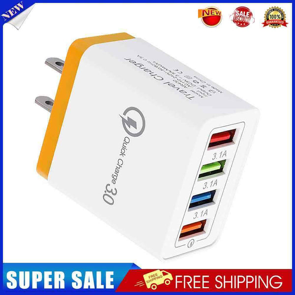 5pcs 4 USB 3A US Plug Adapter Travel Fast Charging(Orange)