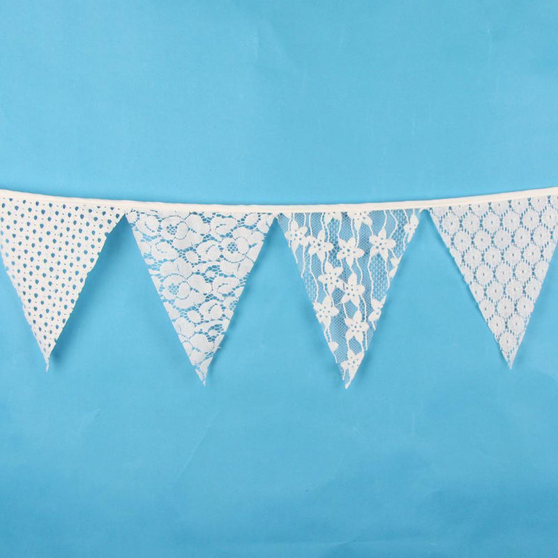 12 Flags 3.2m Lace Flowers Pennant Flags Bunting Wedding Party Decor Banner
