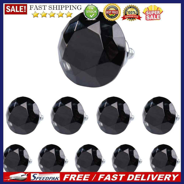 10X 40mm Diamond Shape Crystal Glass Drawer Cabinet Pull Handle Knob Black