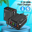 4 Port USB Mobile Wall Charger 3.1A Power Charge Adapter for Smart Phone Tablet
