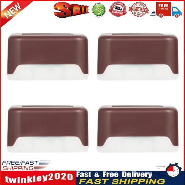 4x Solar Deck Step Wall Lights Stairs Fence Decor Lamps (Brown/Warm Light) Newly
