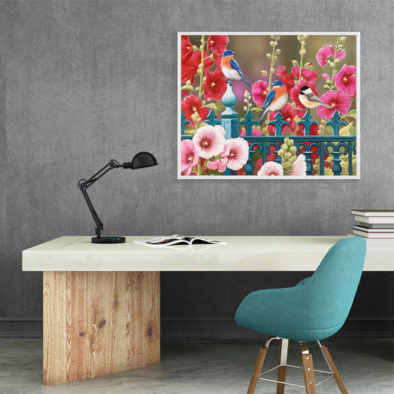 Fence Birds Flowers Oil Paint By Numbers Kit DIY Acrylic Painting on Canvas Arts