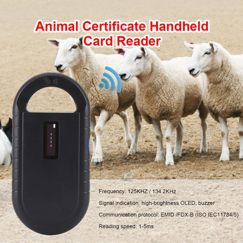 Pets Certificate Handheld Card Tag Reader ID Identification Chip Scanner Newly