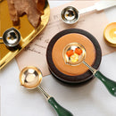 Wood Handle Sealing Wax Spoon Wax Bead Tablet Melting Spoons (Dark Green) Newly