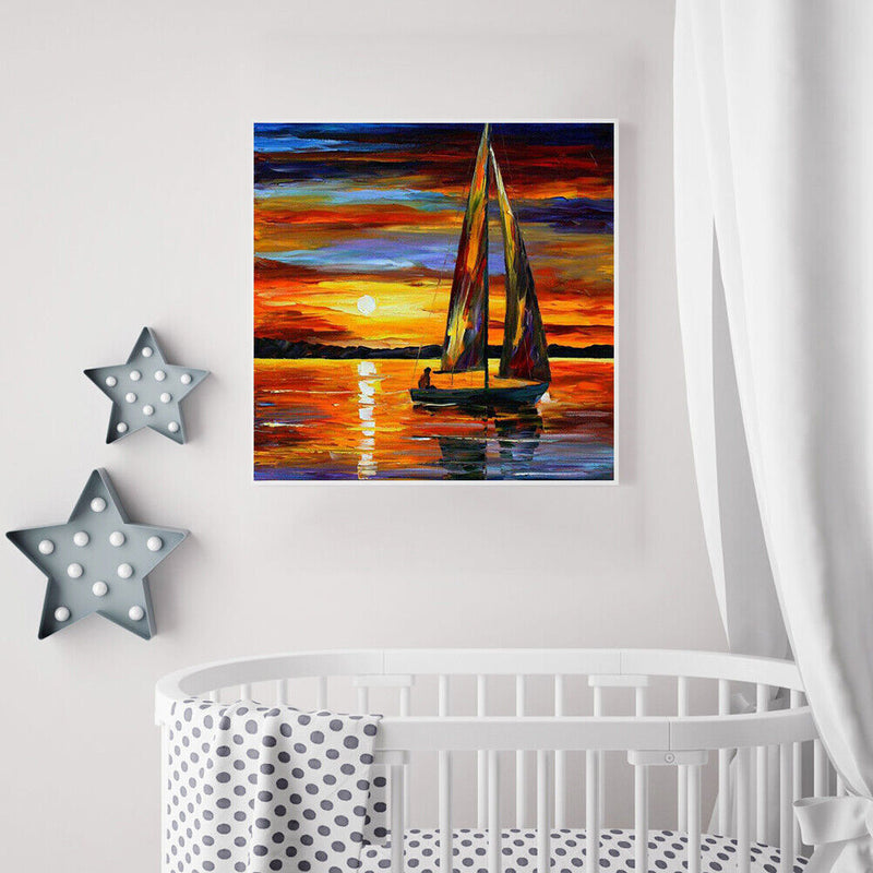 Sunset Sailboat Oil Paint By Numbers Kits Canvas Picture DIY Wall Art Craft