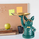 Nordic Luxury Bulldog Storage Statue Fruit Candy Tray Sculpture (Green) Newly