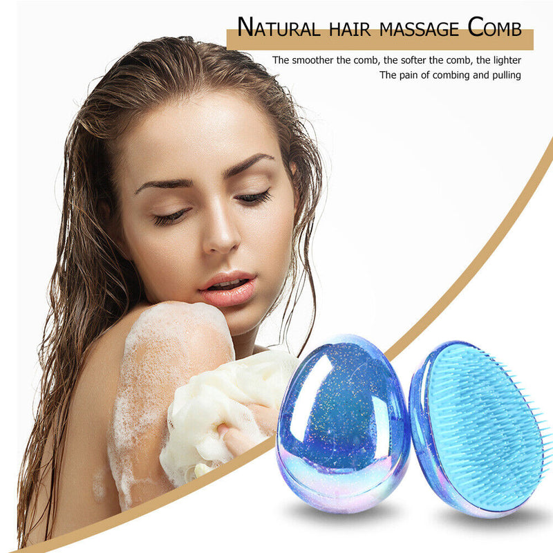 Anti Static Straightening Comb Soft Egg Round Detangling Hair Brush Travel To