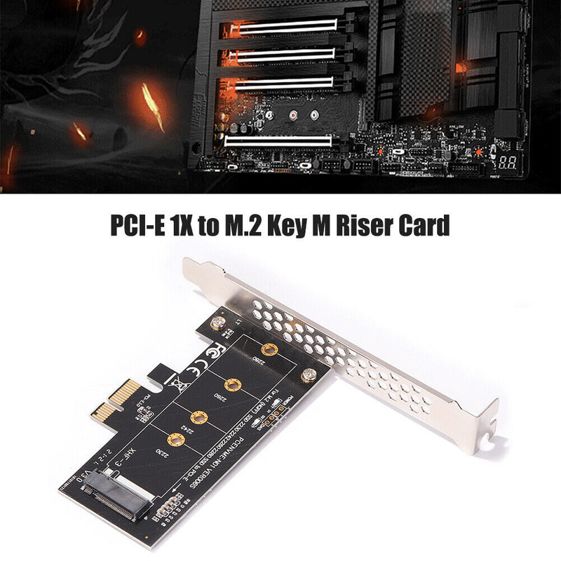PCI-E 1X to M.2 NVME M Key Riser Adapter Card Supports 2230 2242 2260 2280 SSD