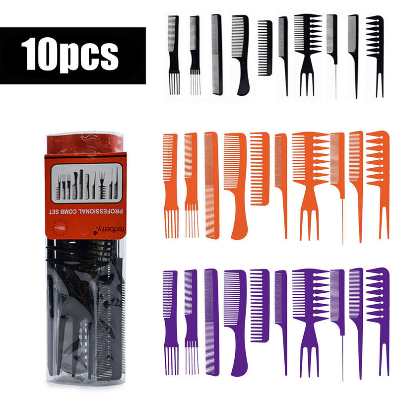 10pcs Ultra Thin Anti Static Straightener Comb Styling Steel Brush (Black) Newly