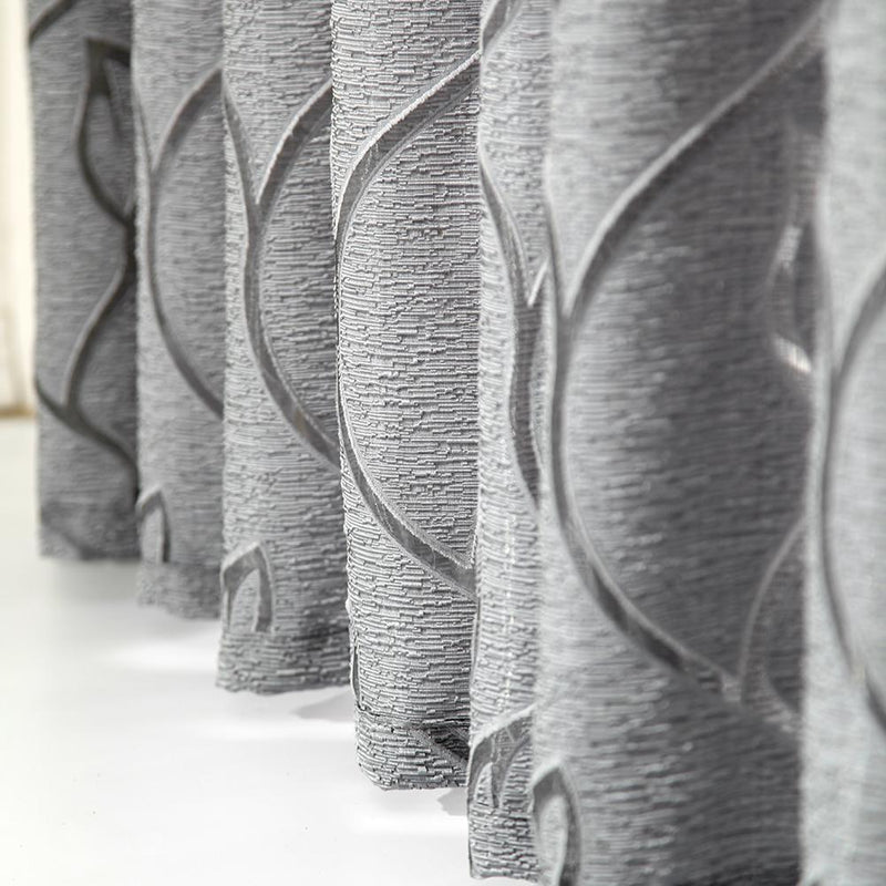 2m Semi Blackout Curtain Simple Vine Leaf Partition Window Decor(Grey) Newly