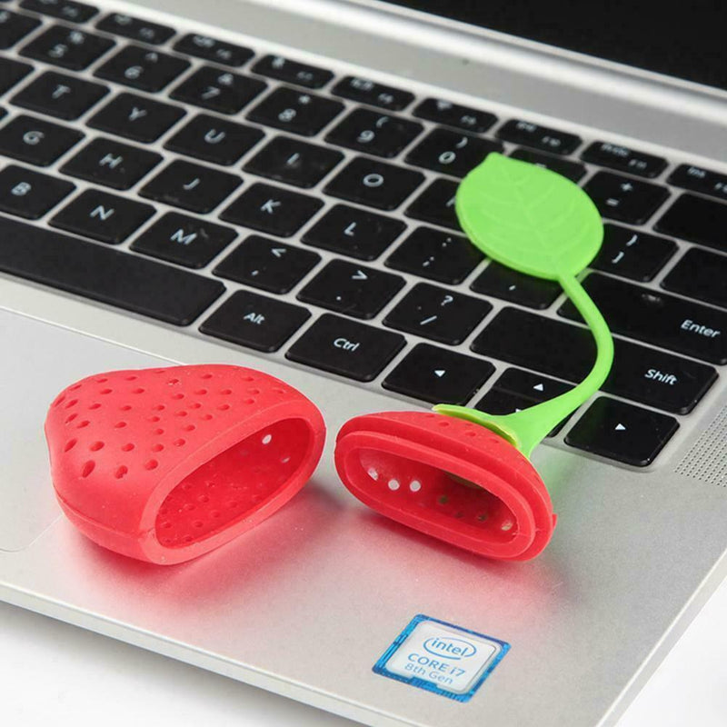 Strawberry Shape Silicone Leaf Loose Tea Infuser Filter Ball Strainer G5N2