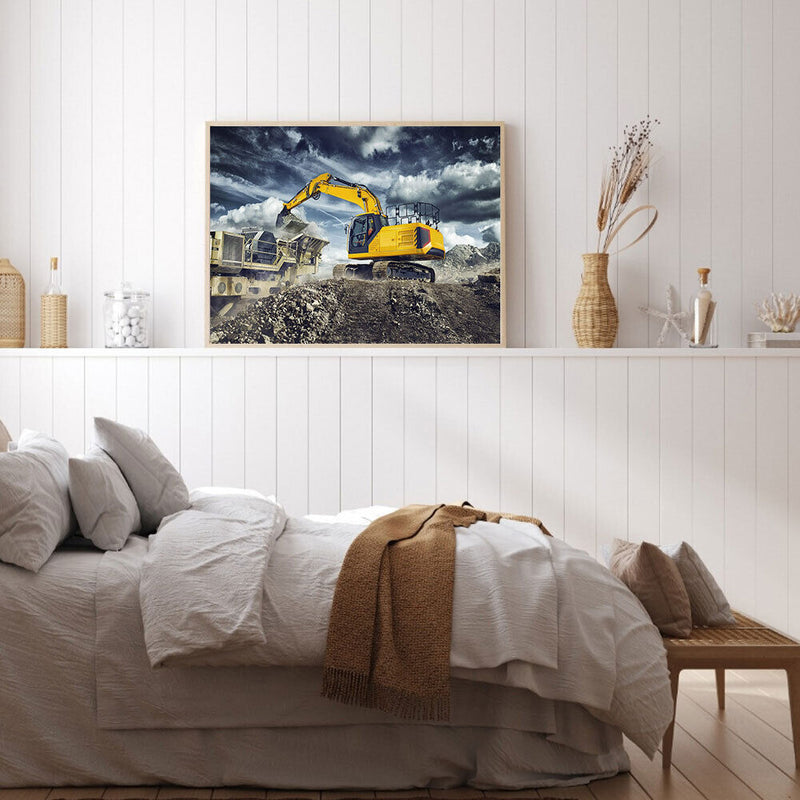 DIY Diamond Painting Kits Full Round Drill Working Excavator Home Decoration Set