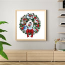 Stamped DIY Cross Stitch Partial Embroidery Kit Christmas Snowman Wreath Gift