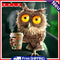 Full Round Drill Mosaic Craft DIY Funny Owl Diamond Painting Rhinestone Poster