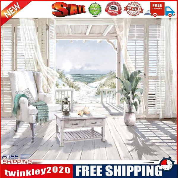 Balcony Sea View Paint By Numbers Kit DIY Frameless Art Picture On Canvas