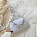 Ladies Nylon Shoulder Bag Solid Color Butterfly Chain Purse Handbag (White)