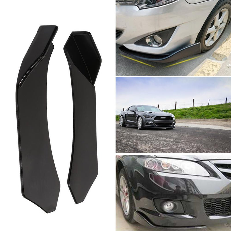 Universal Gloss Black Car Front Bumper Lip Splitter Chin Spoiler Left+Right
