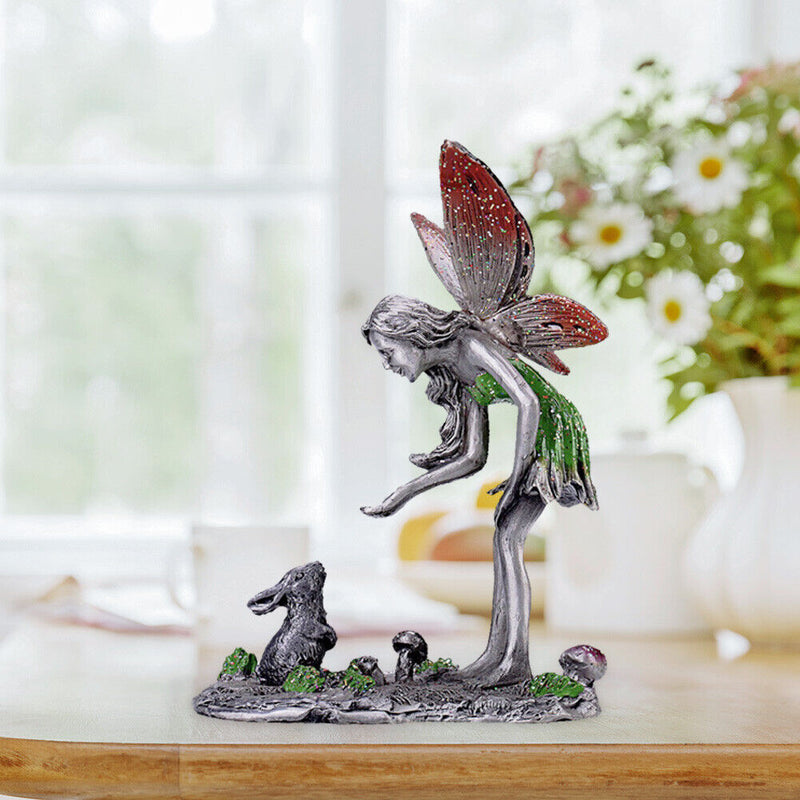 Metal Painted Flower Fairy Statue Outdoor Landscaping Angel Girl Sculpture Newly