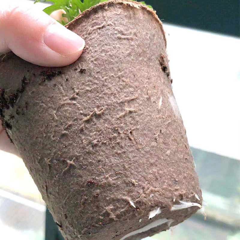 50pcs Round Paper Pulp Peat Flower Pot Plant Flower Biodegradable Nursery Cups