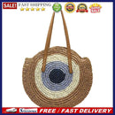 Ladies Rattan Color Splicing Handmade Messenger Shoulder Bag Straw Woven Handbag