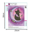 Black Cat Round Diamond Painting DIY Embroidery Kit Cross Stitch Home Decor