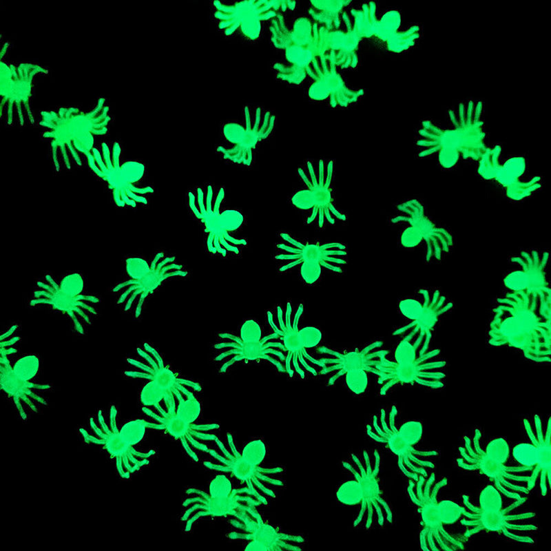 50Pcs Mini Luminous Spiders Scary Props Halloween Decoration Glow In The Dark