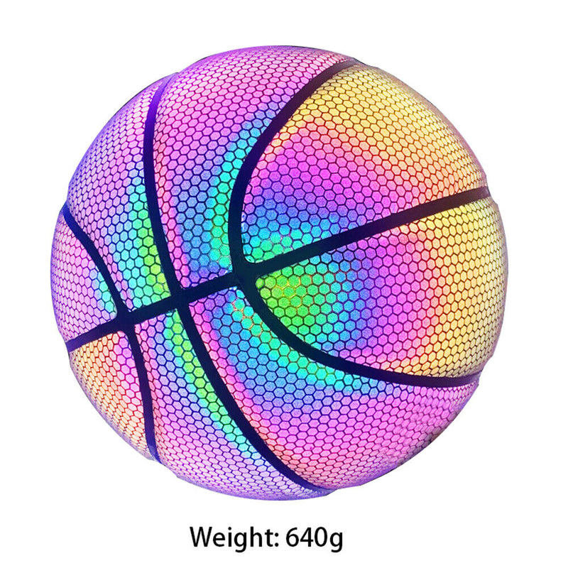 Holographic Reflective Basketball PU Wear-Resistant Ball (Neon Lattice) Newly