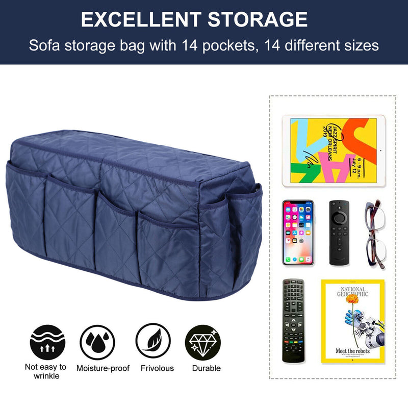 Armchair Caddy Sofa Armrest Organizer with 14 Pockets Storage for Magazine