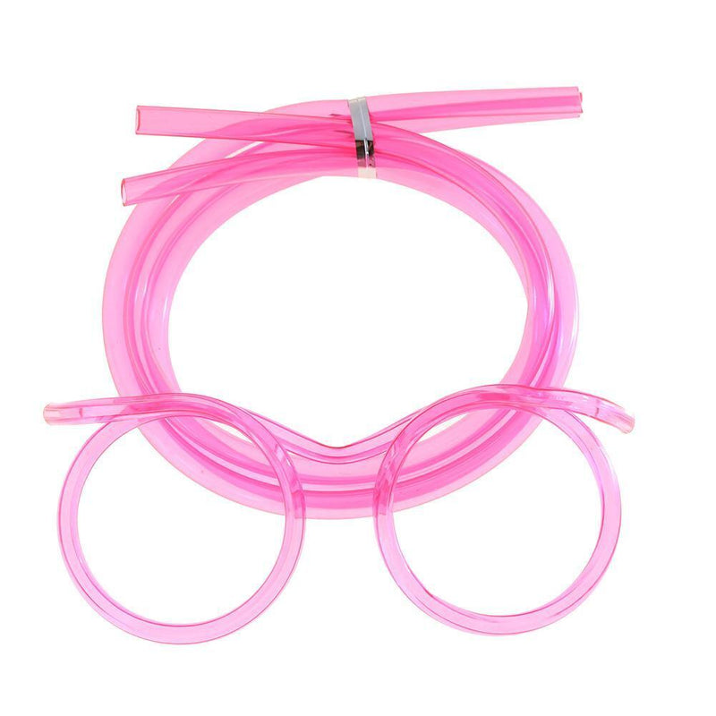 Flexible Soft Plastic Glasses Straw Kids Party Unique Drinking Tube (Pink) Newly