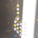 #A Crystal Windchimes Ornament Metal Hexagon Star Moon Craft Outdoor Garden Hang