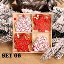 12Pcs Christmas Snowflakes Wooden Pendants Xmas Tree Hanging Ornament Decoration