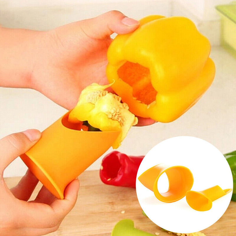 Fruit Vegetable Seed Remover Pepper Chilli Cutter Core Slicer Tool (Yellow)