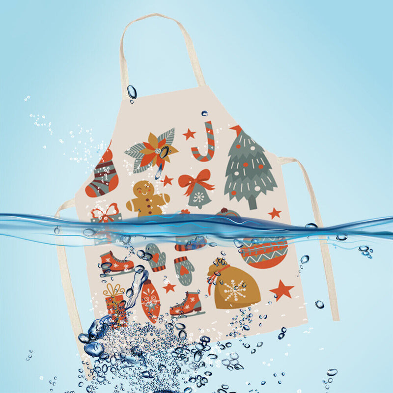 Christmas Printing Kitchen Cotton Linen Apron for Kids Home Cooking Baking Bibs