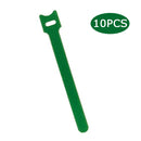 10pcs Durable Self Adhesive Cable Fastener Tape Wire Loops Strap (Green)