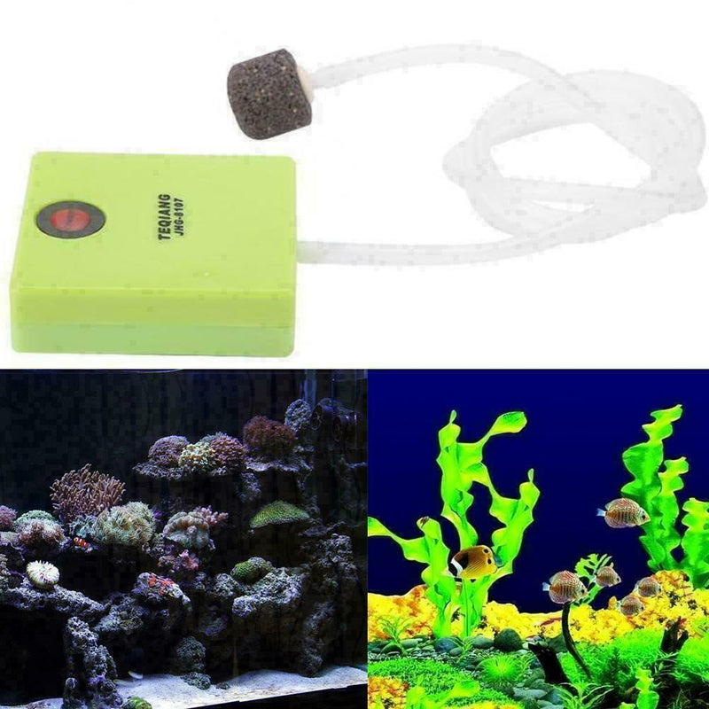 Aquarium Dry Battery Operated Fish Tank Pump Air Aerator F6U7 Stone Q0S7 U7M6