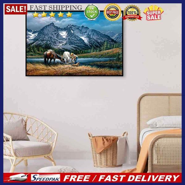 Couple Riding Horse Oil Paint By Numbers Kit Frameless Drawing Picture Decor