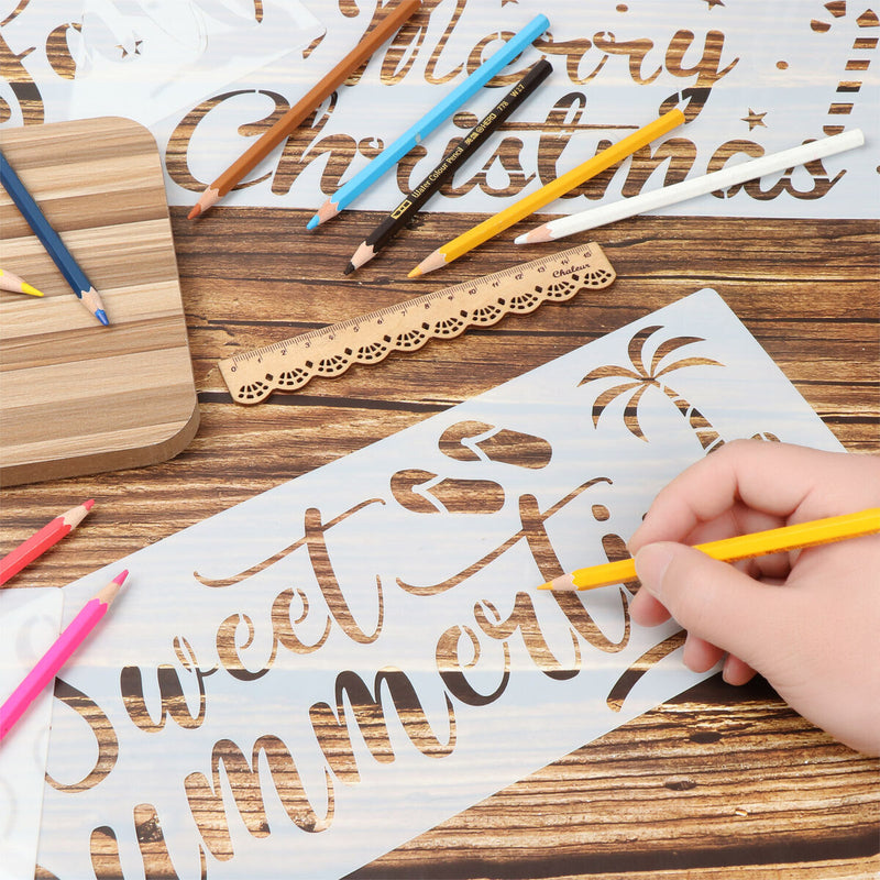 Word Stencils Welcome Theme Signs Four Season Pattern Festival Ornament