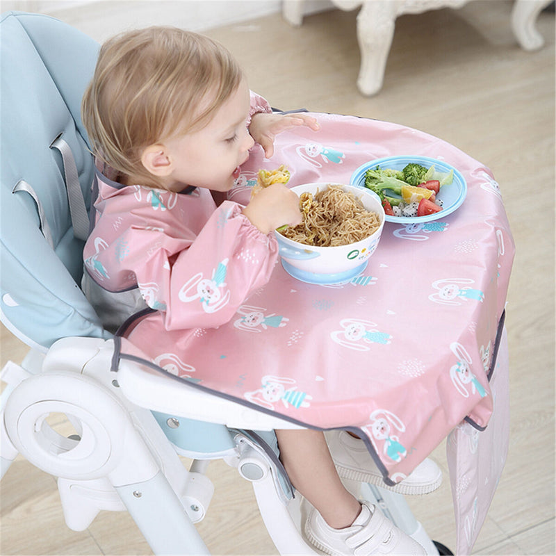 Waterproof Highchair Kids Long Sleeves Baby clothes Weaning Bib Baby Bibs
