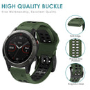 Silicone Sport Band for Garmin Fenix 7X/6X/5X 26mm (Military Green Black) Newly