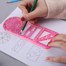 Multifunctional Geometric Drawing Ruler Rotatable Art Design Template (E) Newly