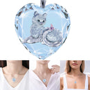 Heart Shaped Jewelry Cat Pattern Pendant White Crystal Women's Necklace