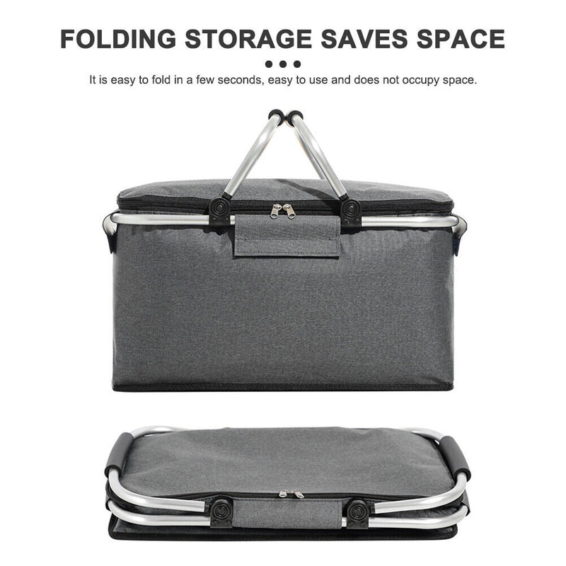 Outdoor Picnic Pouch Basket Large Capacity Folding Travel Camping Storage Box