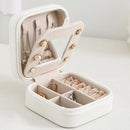 Travel Jewelry Case Waterproof PU Leather Double Layer Organizer (White)