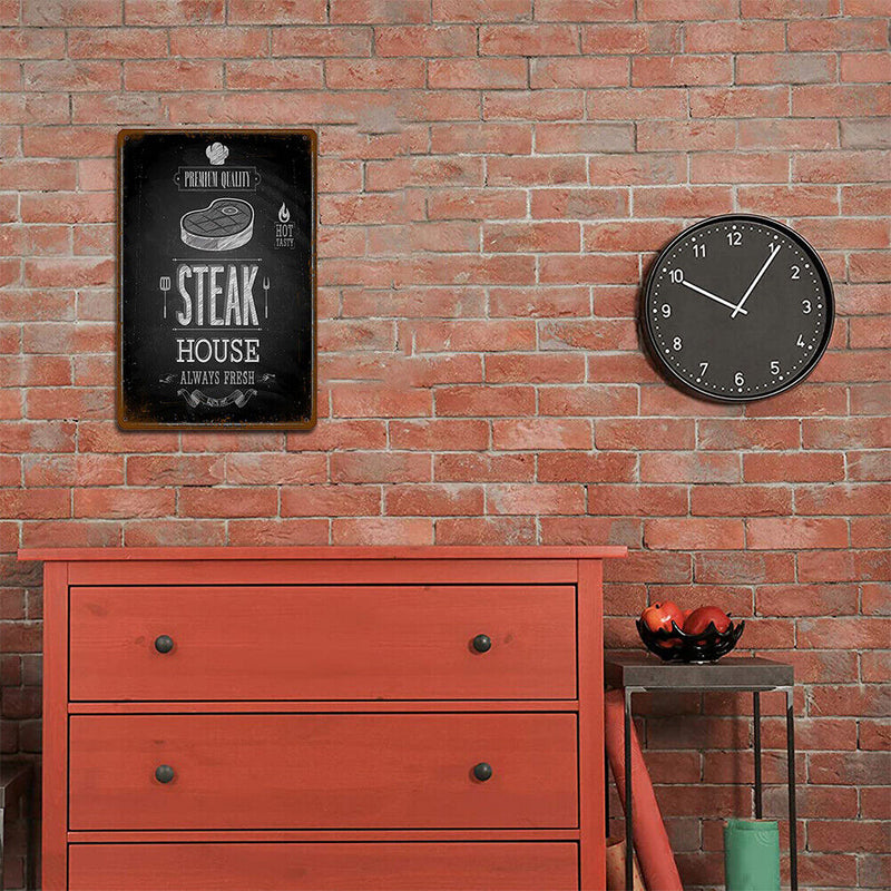 30x20cm Steak Metal Retro Tin Painting Plate Flat Tin Sign Poster Decor