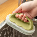 Wall Glass Cleaning Sponge Brush w/ Handle BBQ Bathtub Cleaner Tool (Green)