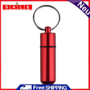 Portable Aluminum Pill Bottle Box Case Waterproof Tablets Drug Holder Keychain